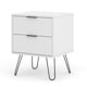 image 4 of Augusta 2 Drawer Bedside Table - Modern Industrial Style Nightstand for Bedrooms | White | White | One Size | 1
