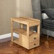 image 2 of COSTWAY Narrow End Table Modern 2-Drawer Sofa Side Table Natural Brown