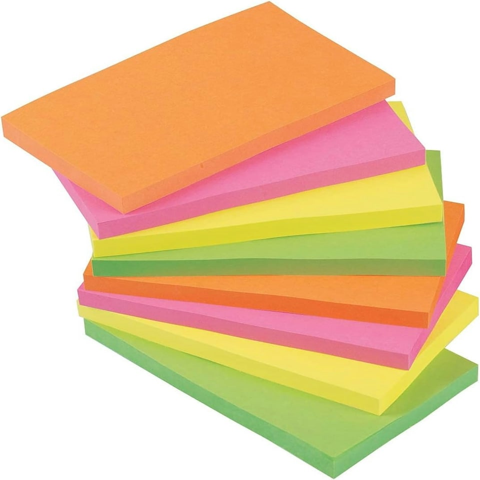 image 1 of 12 x 80 Sheet Quick Notes 76 x 127mm Neon Colour