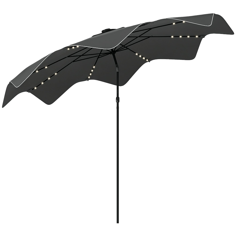 image 1 of Outsunny Garden Parasol Umbrella with LED Lights and Tilt, Table Umbrella