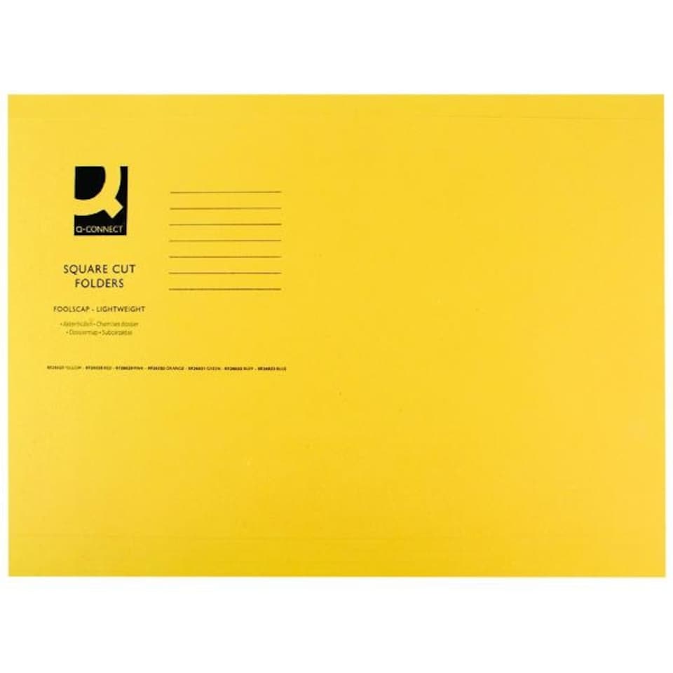 image 1 of Q-Connect Square Cut Folder Lightweight 180gsm Foolscap Yellow (Pack of 100)