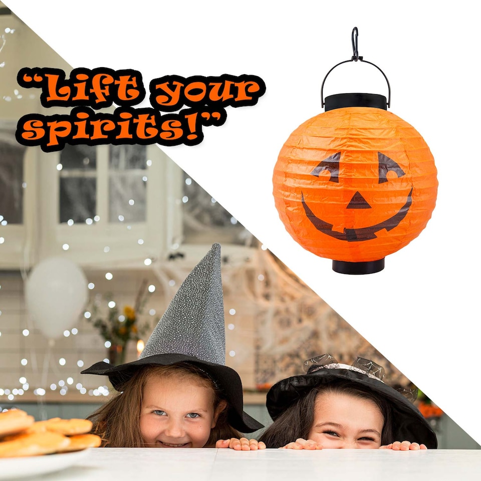 image 1 of PMS Halloween Paper Lantern - Pumpkin Design 23.6 x 20.9cm