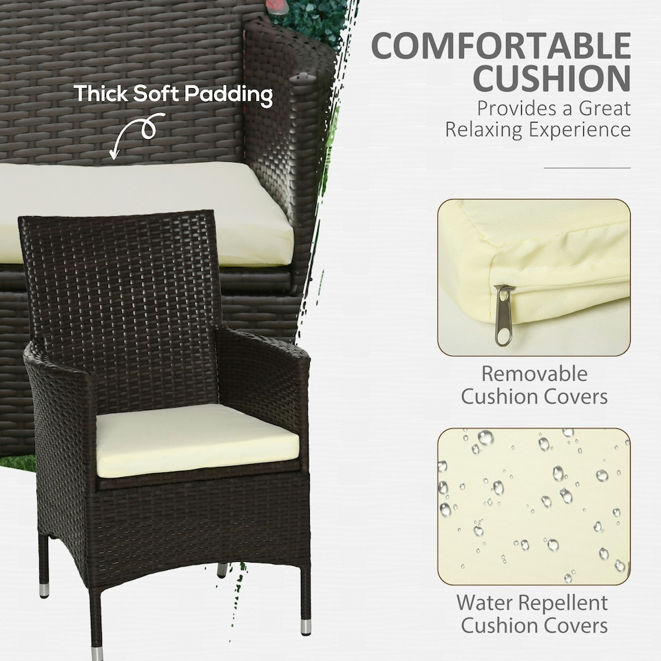 image 1 of Outsunny 2 Pieces Outdoor Rattan Armchair Garden Dining Chair Set Coffee