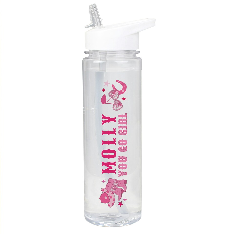 image 1 of Personalised Cowgirl Water Bottle Clear | One Size