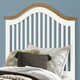 image 3 of 3ft Single White & oak finish chunky, strong solid wood wooden bed frame.Curved headboard head end, low foot end board
