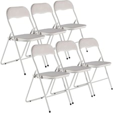 6 Pc Folding Lightweight Chair Set Portable Metal Frame PVC Velvet Ribcord Seats | Multi | Blue