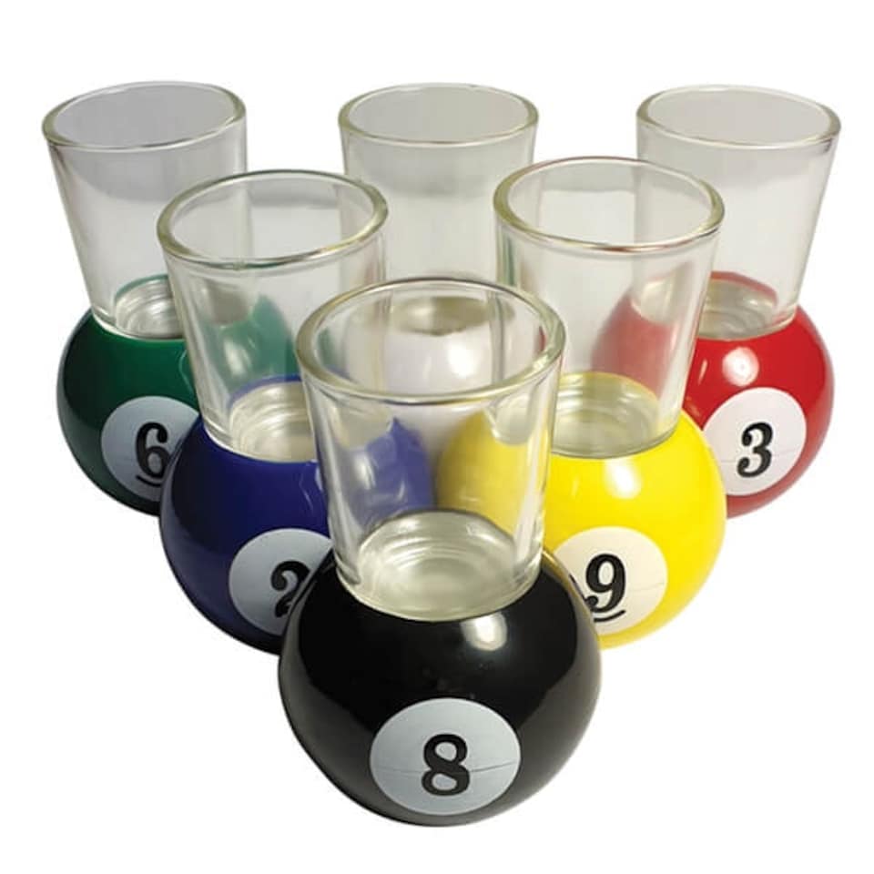 image 1 of Bar Bespoke Pool Shots Set of 6 with Tray