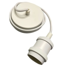CGC CASSIE Matt White 1.5m adjustable E27 Ceiling Pendant and Matching ceiling Rose White