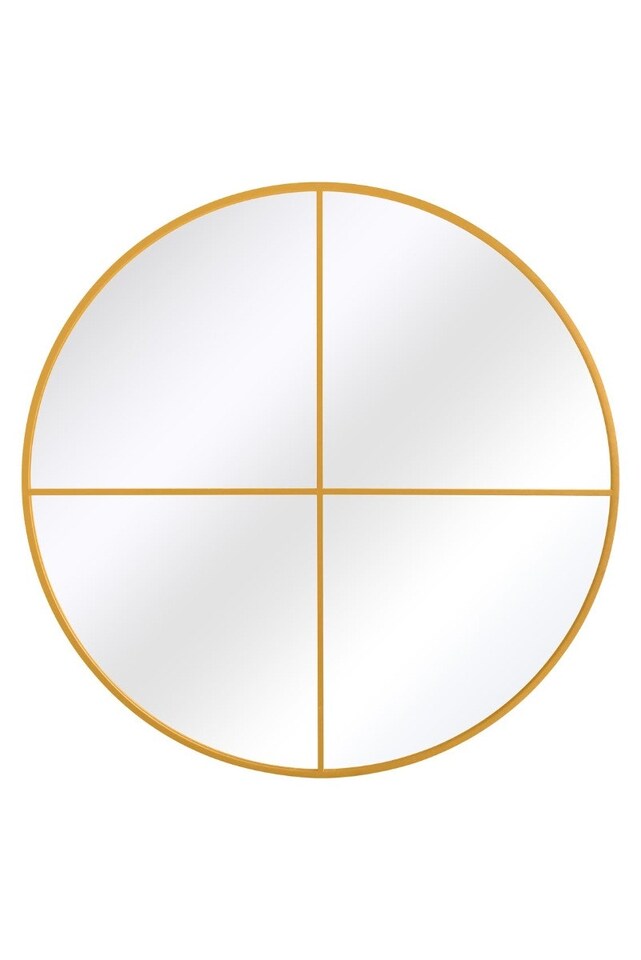 image 1 of The Fenestra - New Gold Extra Large Circular Window Metal Wall and Leaner Mirror 79"x 79" (200x200cm) | Gold