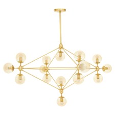 Interiors by Premier Modern Fifteen Arm Gold Finish Pendant Light, Industrial Molecular Multi Bulb Ceiling Fixture, Chandelier