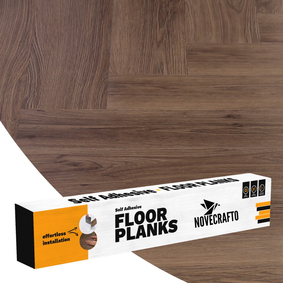 image 1 of Self Adhesive Floor Planks | 5.9x35.9in (91.4x15.2cm) Each | Peel & Stick Vinyl Flooring | Brown Wood Effect | Easy DIY | Stick On Tile for Home Floors | Brown | 2.78 sqm