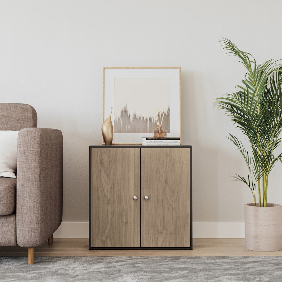image 1 of Black 2-Tier 2-Door Wooden Cabinet | Black | 0 x 0 x 0 | 1