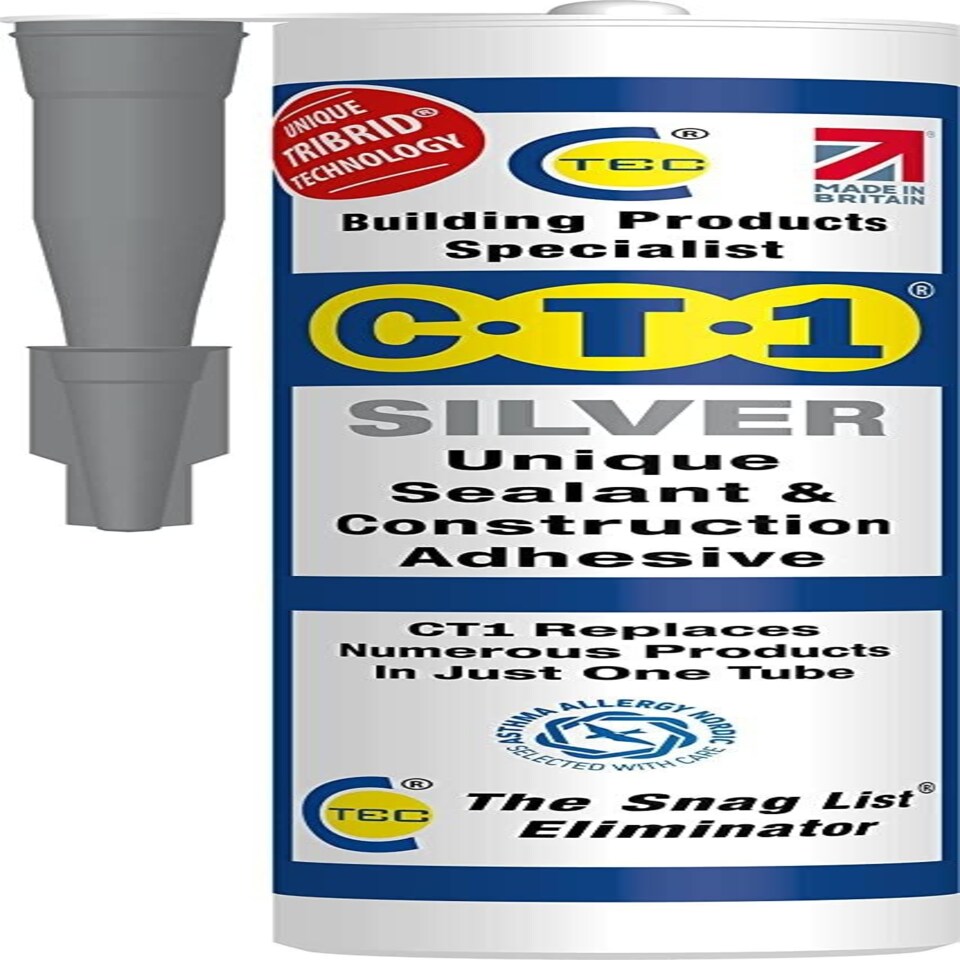 CT1 - Silver - Building Sealant & Adhesive Snag Tube for Virtually Any Material (1)