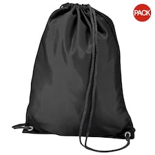 BagBase Budget Water Resistant Sports Gymsac Drawstring Bag (11 Litres) (Pack of 2) - Black - One Size | Black | One Size