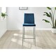 image 2 of Furniturebox 2x Milan Bar Stools Navy Blue Velvet Silver Legs