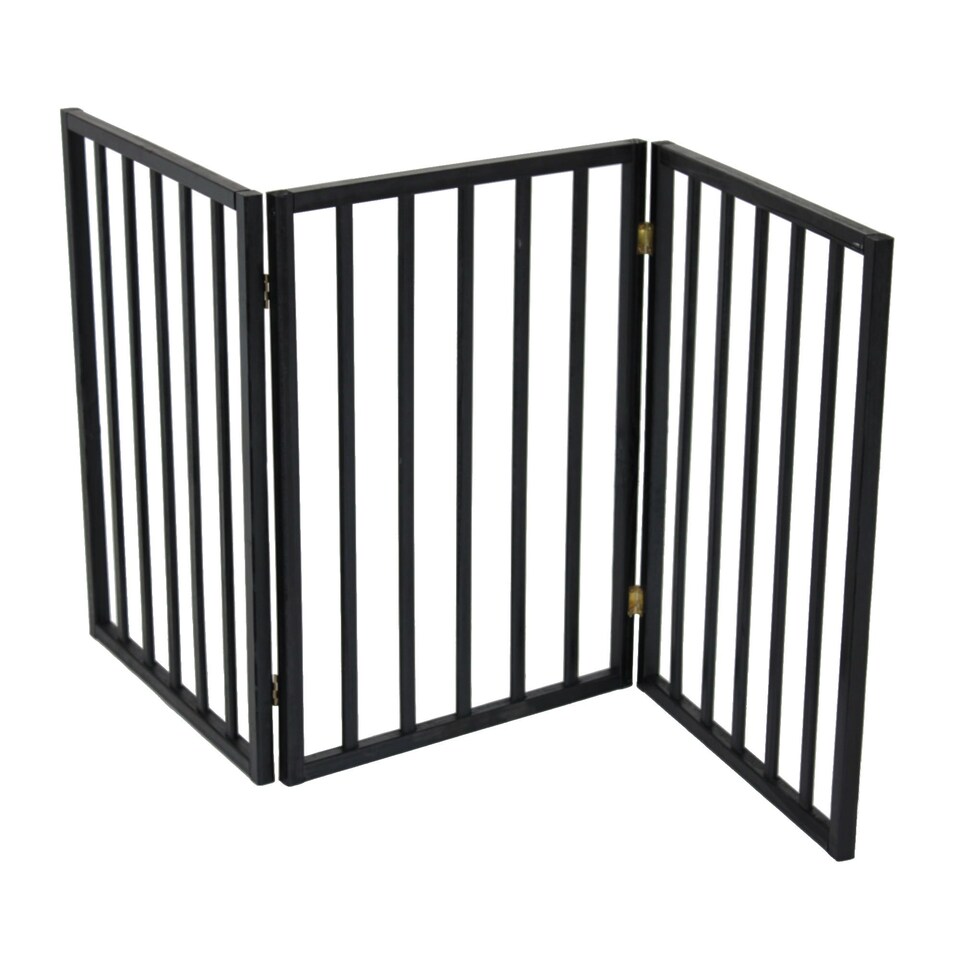 image 1 of Black Dog Safety Folding Wooden Pet Gate Portable Indoor Barrier