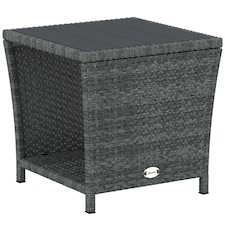 Outsunny Side Table 2-Tier with Storage Shelf/Grey | Grey | Grey, Dark Grey | 45 x 45 x 43 cm