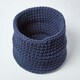 image 2 of Homescapes Navy Blue Cotton Knitted Round Storage Basket - 42 x 37 cm Blue | L