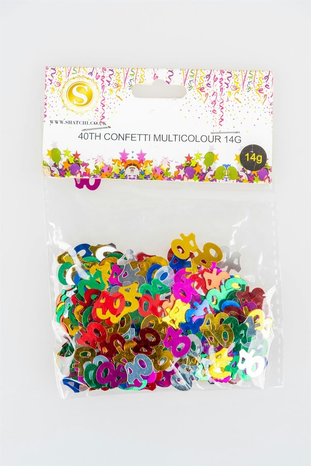 image 1 of 40th Birthday Confetti Multicolour 1 pack x 14 grams birthday decoration Foil Metallic 1 pack