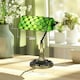image 3 of HOMCOM Stained Glass Table Lamp, Vintage Lamp with Green Handmade Shade