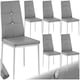 image 1 of Dining Chair Set - high backrest, slim steel legs & rhinestone highlights - Set of 6 Grey