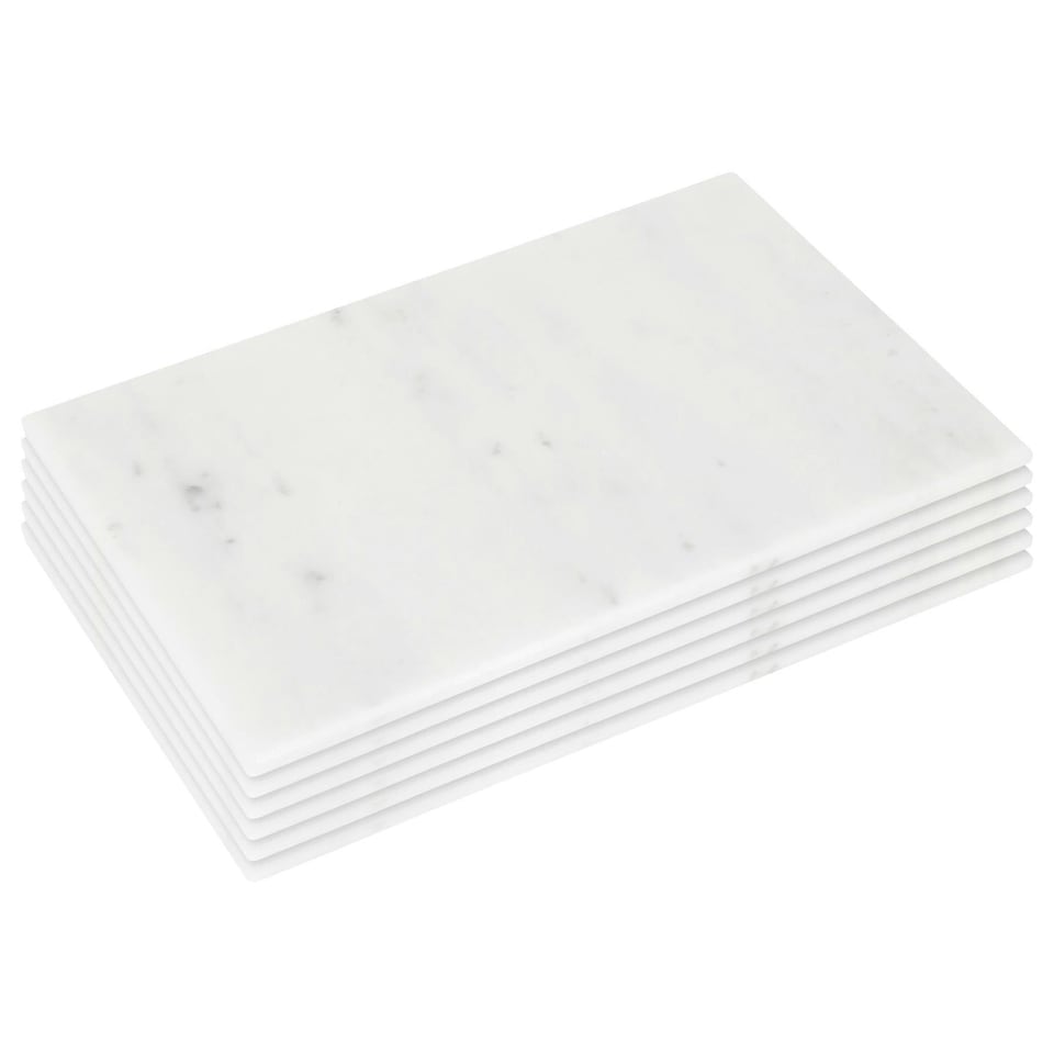 image 1 of Argon Tableware Rectangle Marble Placemats - 30cm x 20cm - White - Pack of 6 White