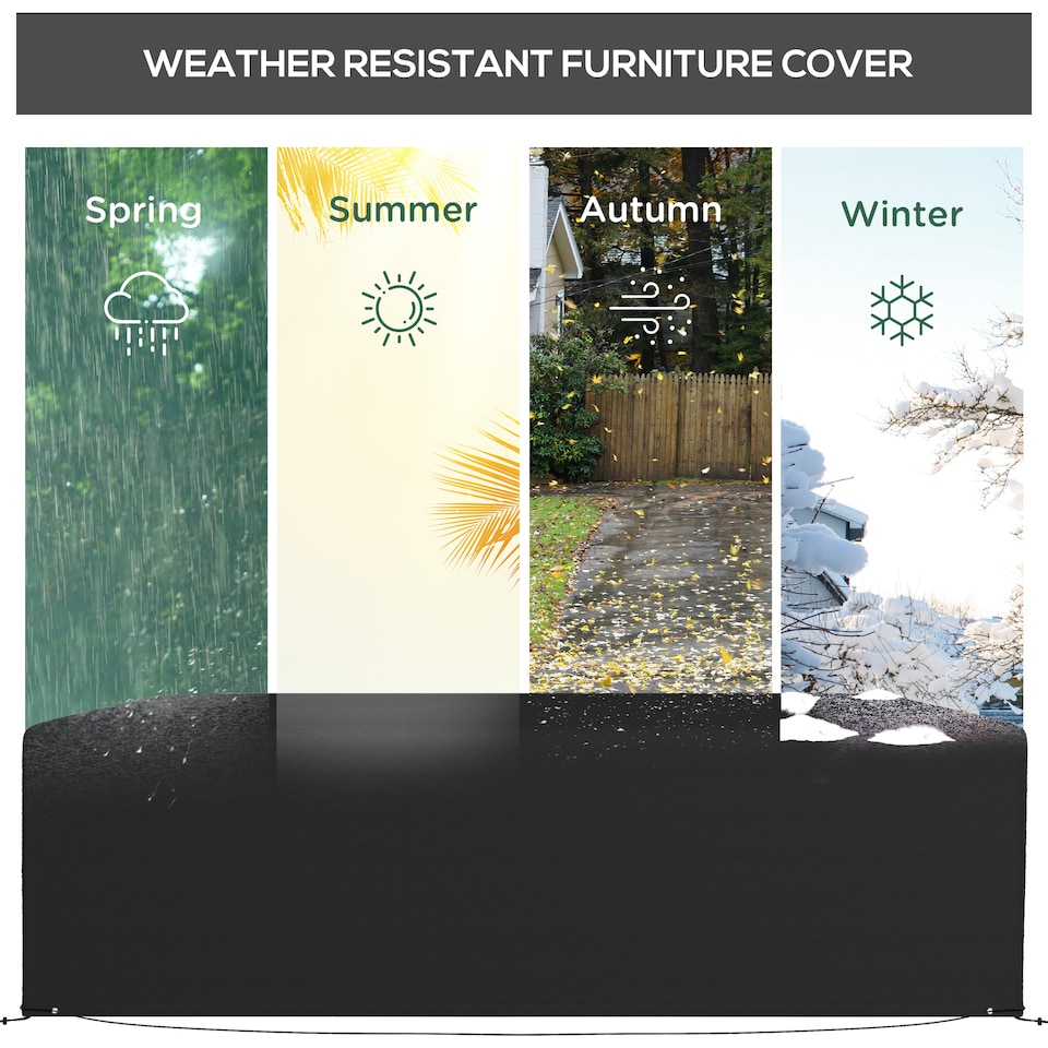 image 1 of Outsunny Outdoor Garden Furniture Cover Waterproof, Anti-UV 600D Heavy Duty Oxford Fabric Patio Furniture Cover for Rectangular Sofa Table Set, Black, 245 x 165 x 66 cm