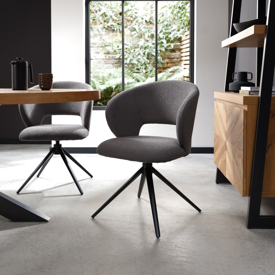 image 1 of Bentley Designs - Stella - Swivel Chair in Grey Boucle Fabric (Single)