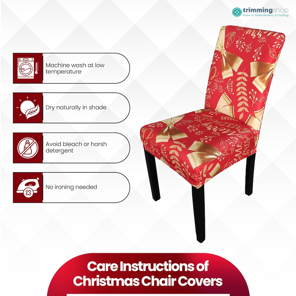 image 1 of Christmas Bow Ribbons Printed Chair Covers, Seat Protector Slipcovers - Red