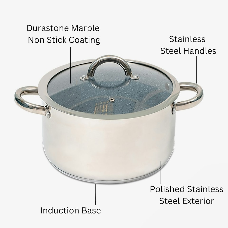 image 1 of Durastone Stainless Steel 5.5L Non-Stick Stock Pot