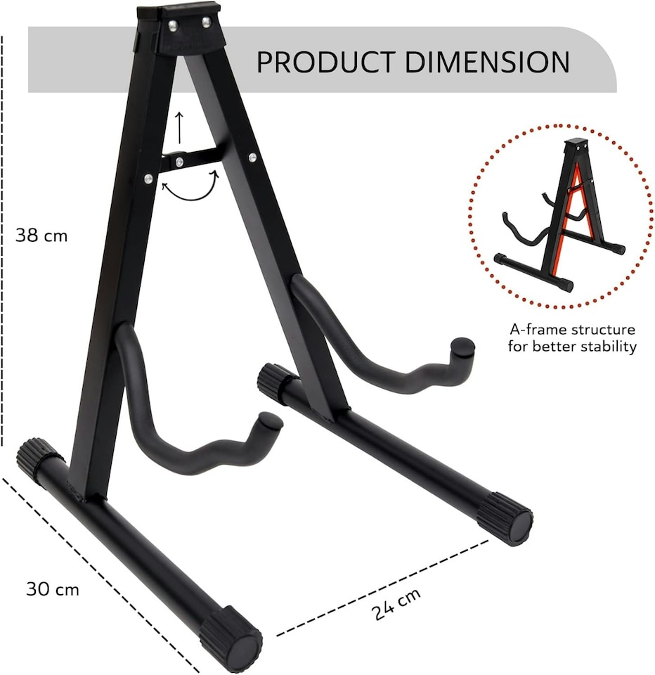 image 1 of Straame Universal Foldable A-Frame Guitar Stand – Sturdy & Portable