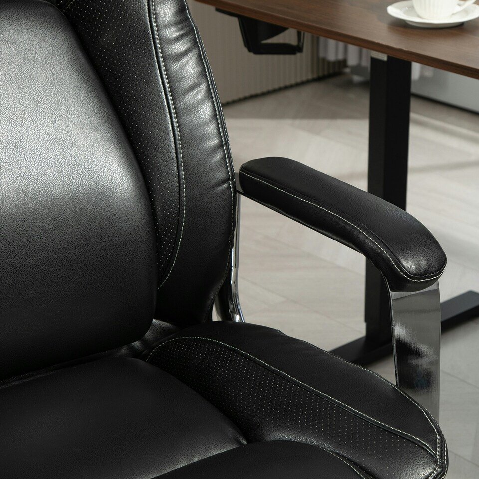 image 1 of HOMCOM Faux Leather Desk Chair with Adjustable Height, 227kg 500LBS, Black 