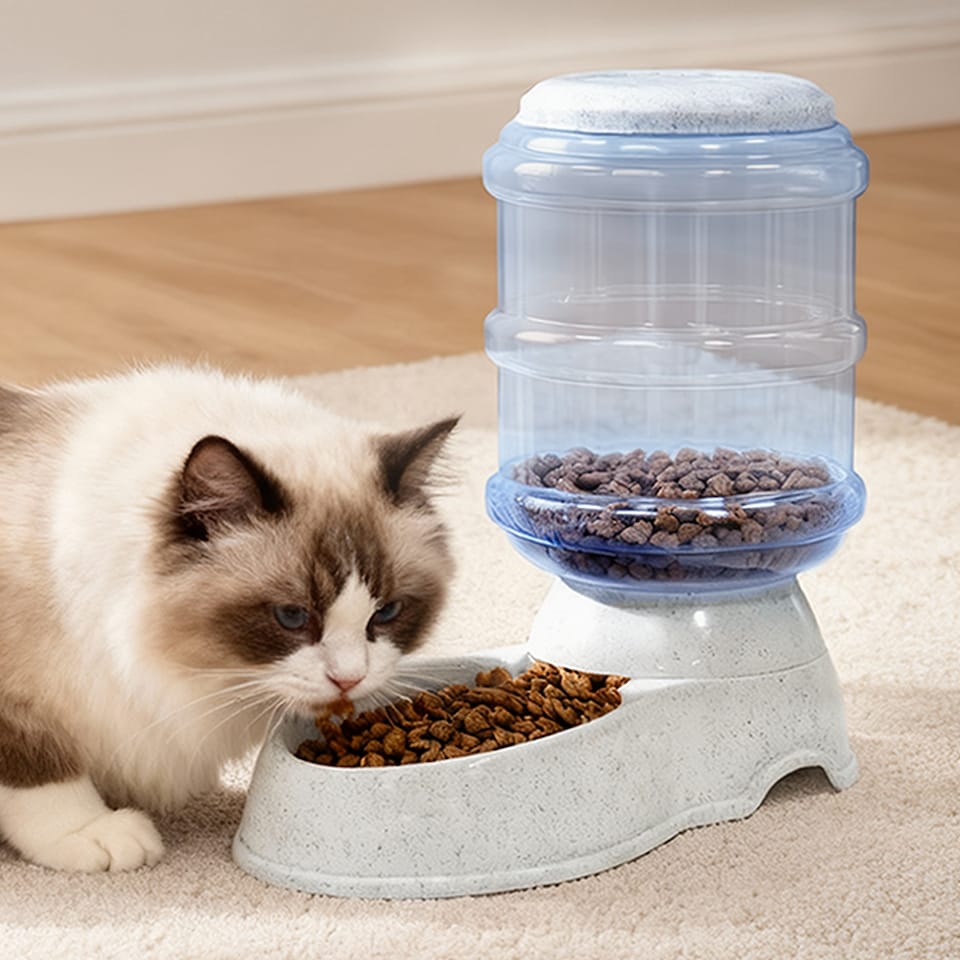 image 1 of Skylos Automatic Pet Food Feeder 3.5L Plastic Dispenser Station for Cat and Dog