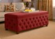 image 1 of 180cm Wide Empire Ottoman Storage Box with Legs, Red Velvet Chesterfield Upholstered Ottoman Footstool Coffee Table