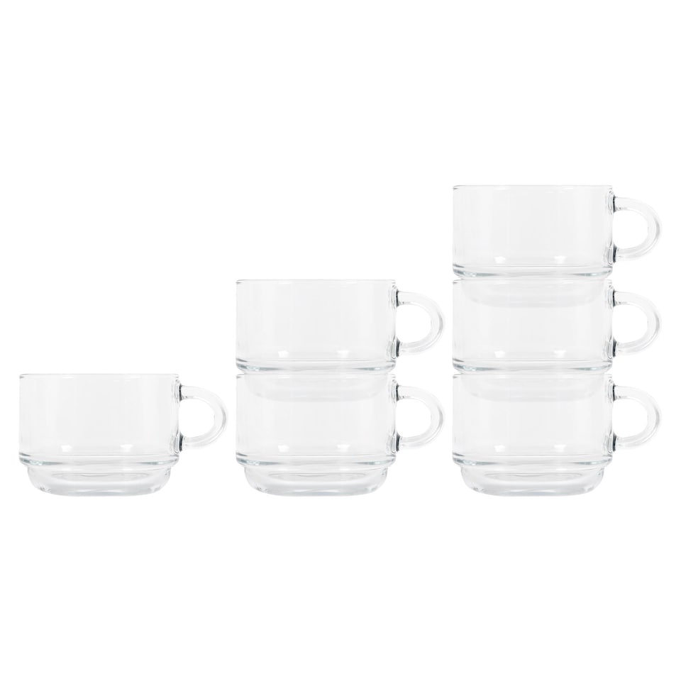 image 1 of LAV Cozy Stacking Glass Coffee Cups - 270ml - Pack of 6 | Clear | Clear