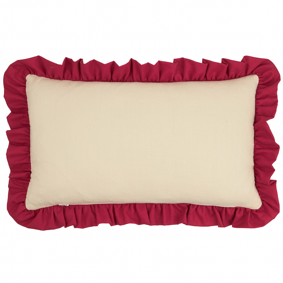 image 1 of Wylder Spruce Stripes Christmas Polyester Filled Cushion, Linen/Dark Red