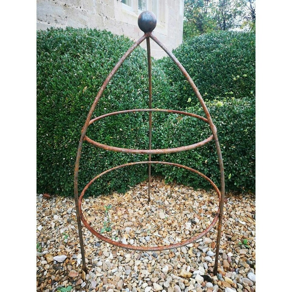 image 1 of Chelsea Range Gothic Cloche Plant Support - L30.8 x W30.8 x H78.7 cm - Bare Metal/Ready to Rust