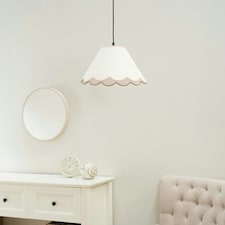 ValueLights Florie Natural Linen Small Tapered Lamp Shade with Scallop Pink Trim