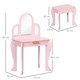image 5 of HOMCOM Kids Dressing Table Set Kids Vanity Set w Drawer, Mirror - Pink | Pink