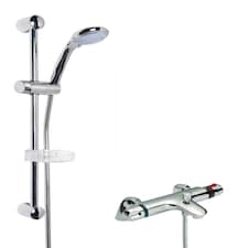 Balterley Thermostatic Bath Shower Mixer Tap & Multi Function Round Handset Slide Rail Kit Bundle - Balterley