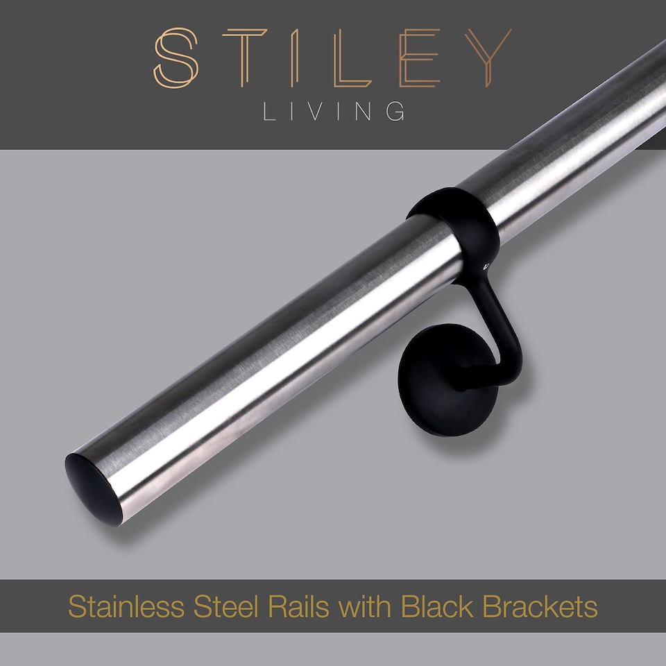 image 1 of Stiley Living Wall Mounted Handrail Kit, Banister System with Brackets and Fixings