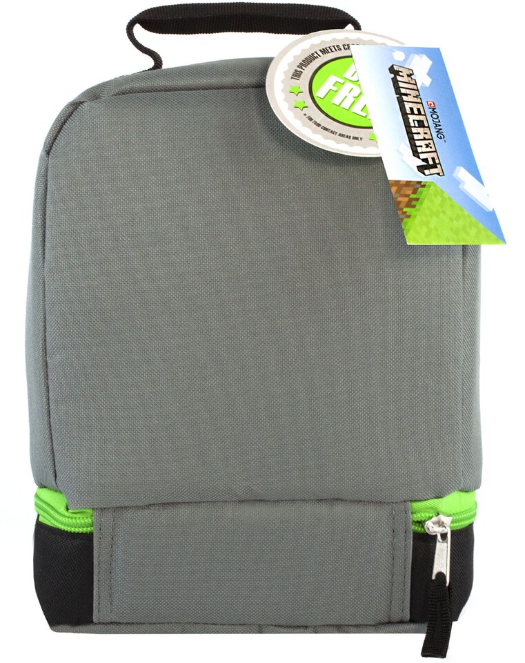 image 1 of Minecraft Lunchbox for Kids | Embark on Boys and Girls Creeper Adventure | Green Zip Compartment Food Bag | Iconic Game Merchandise in One Size Fun | Carry The Pixelated Adventure Every Day