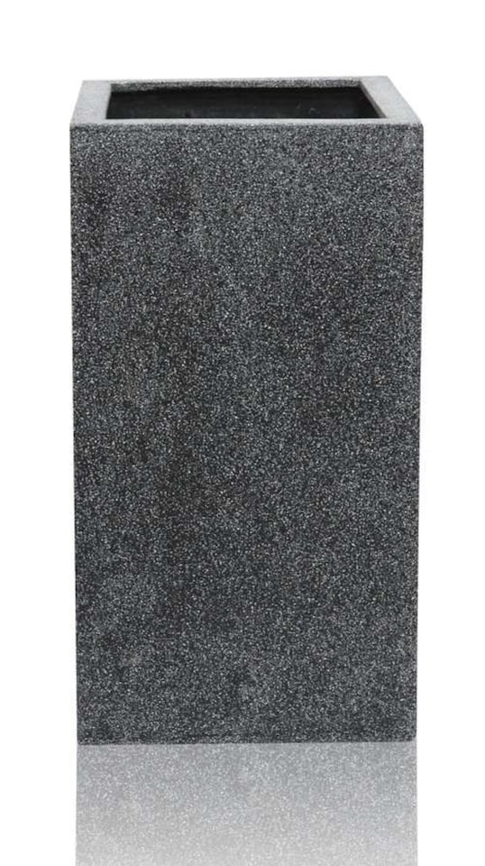 image 1 of Primrose Poly Terrazzo Stone Large Grey Tall Cube Patio Planter 79cm