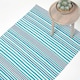 image 1 of Homescapes Modern Blue Scandinavian Style Striped Cotton Rug - 120 x 180 cm | Blue | Aqua
