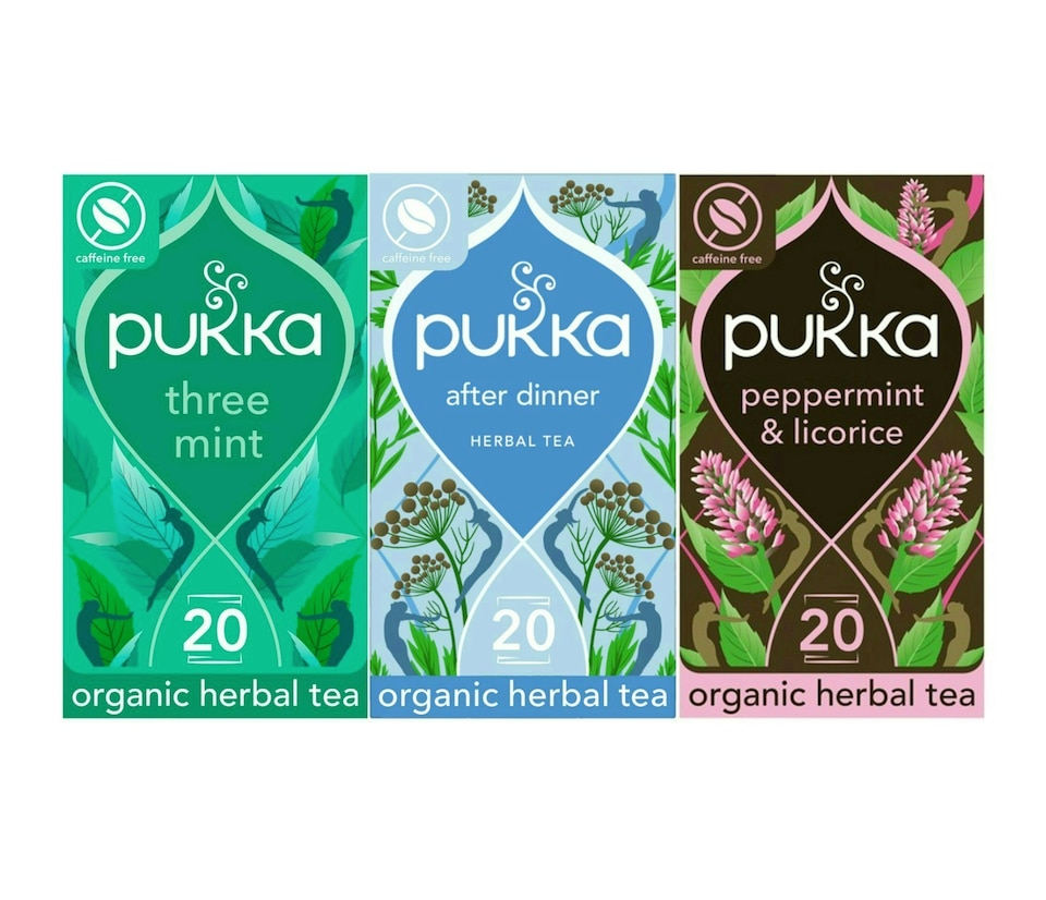 image 1 of Pukka Herbs Organic Herbal Tea, Minty Refresh Bundle with Three Mint, After Dinner & Peppermint & Licorice, 3 Packs of 20 Teabags | Multi