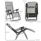 image 7 of Outsunny Foldable Garden Recliner Chair Set of 2 w/ Footstool & Headrest, Grey