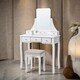 image 2 of 5 Drawer White Dressing Table With Mirror And Stool White