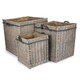 image 1 of Set of 3 Wicker Grey Wash Square Hessian Lined Log Basket | Grey | Grey | Not provided