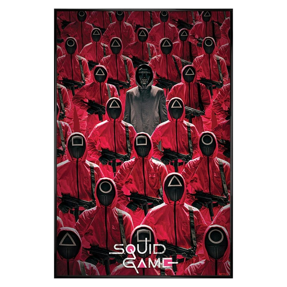 image 1 of Gloss Black Framed  Squid Game Crowd Maxi Poster