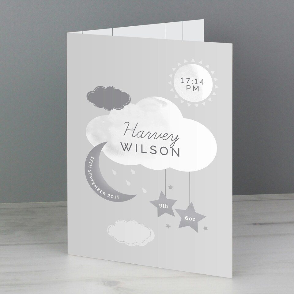 image 1 of Personalised New Baby Moon & Stars Card